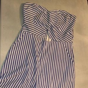 Blue and white striped jumpsuit